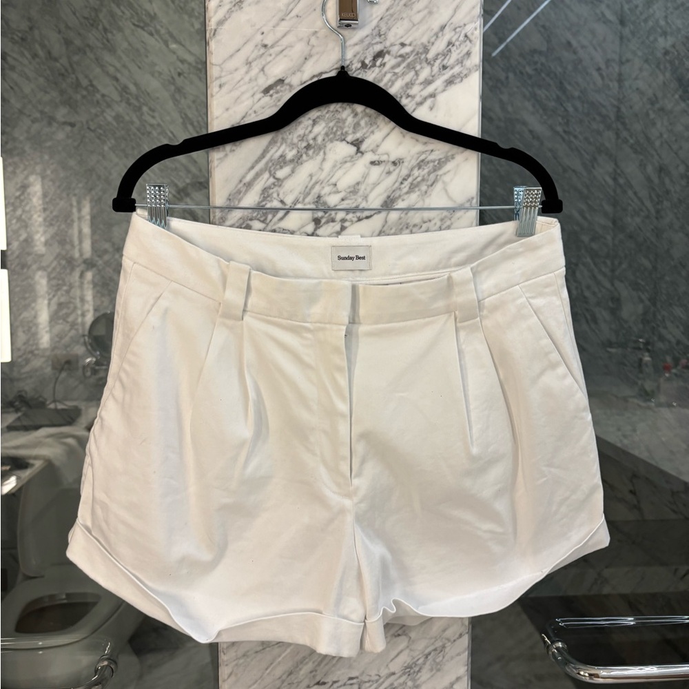 Sunday Best White Bermuda Shorts High-Waisted Tailored